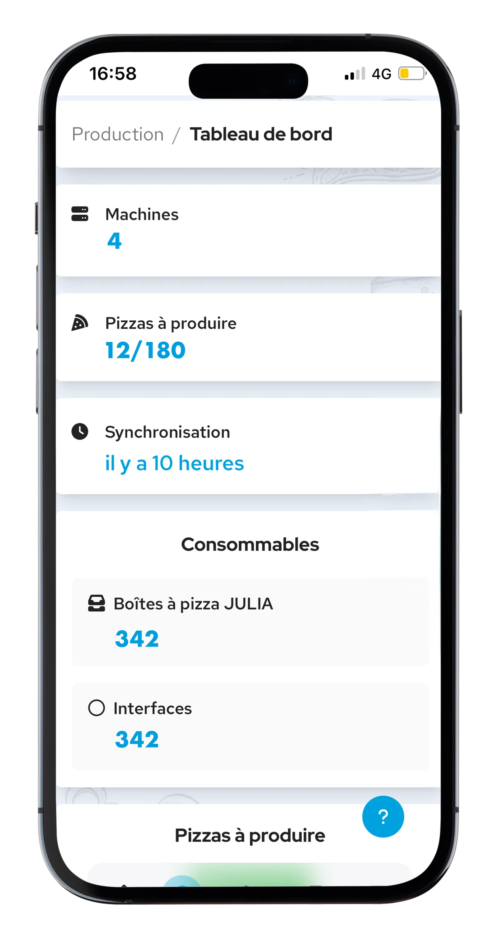 Interface du logiciel Smart Labo de gestion de production